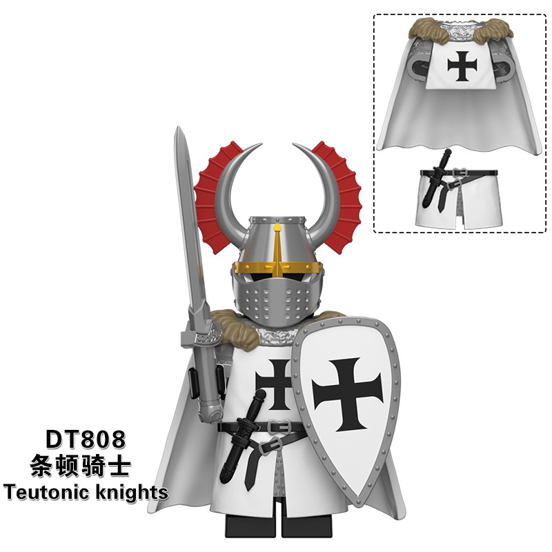 DT8901 siglo medieval templo cruzado Santa tumba Teton Hospital Caballero conjunto completo de armadura pesada gente ensamblada bloques de construcción