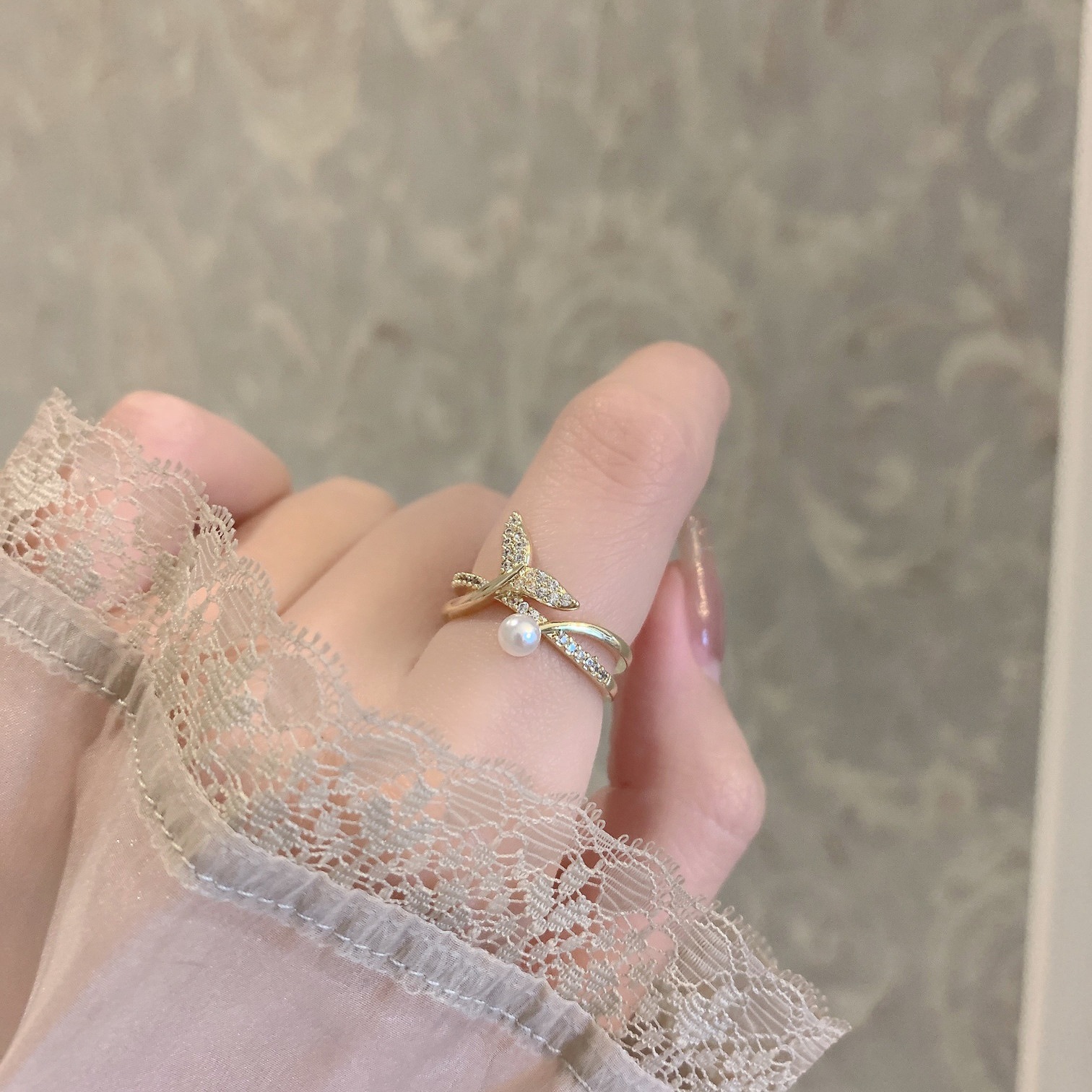 Small design fashionable retro sophisticated ring with stone with…