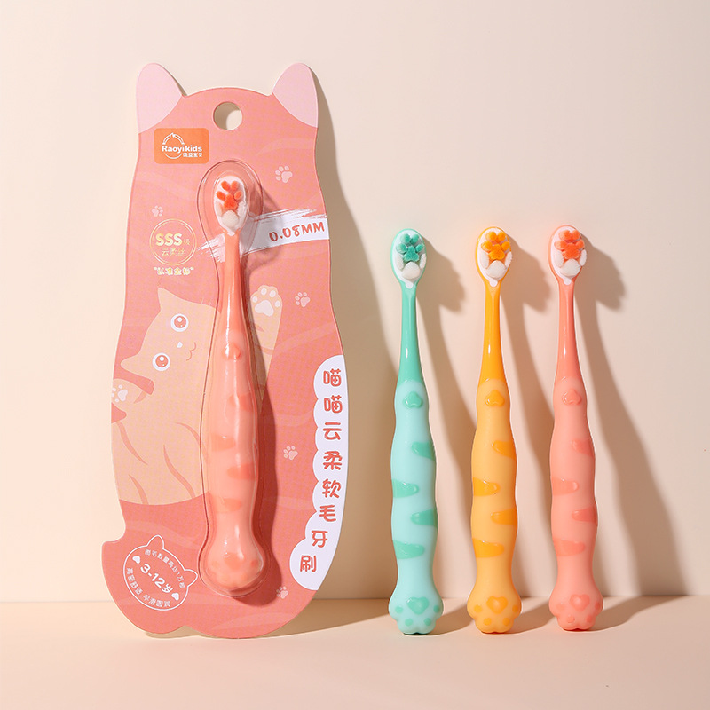 Meow Meow children's ten thousand hair toothbrush single 2-12 preferred soft hair cartoon baby toothbrush factory in stock wholesale
