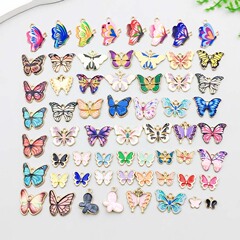 ミックス60個カラードリップ合金プリント動物蝶ペンダントペンダントdiyブレスレットネックレスアクセサリーアクセサリーアクセサリー