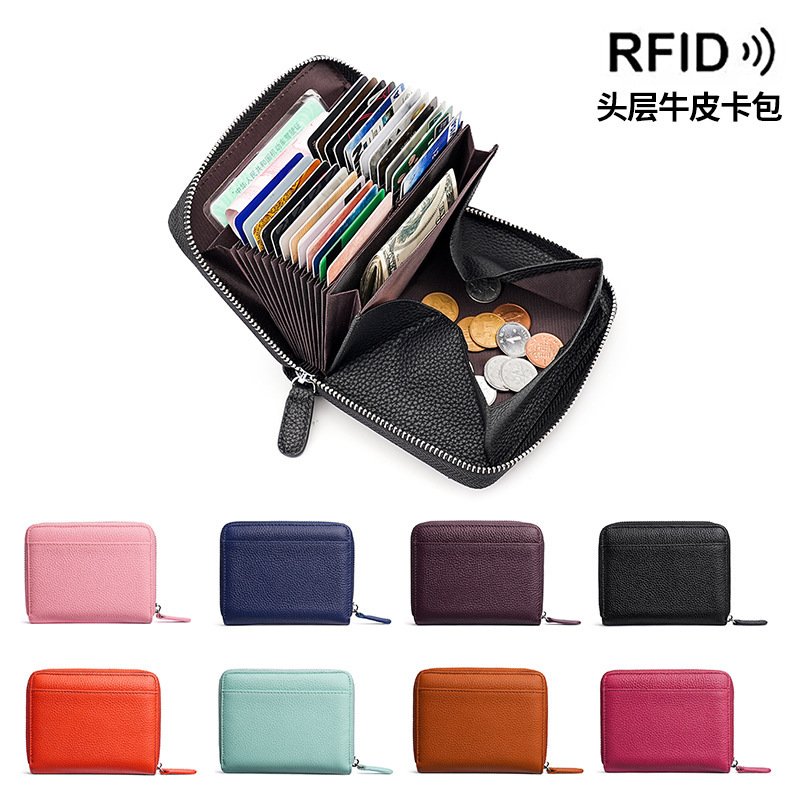 Amazon Japanese Rfid Anti-Theft Accordion Card Holder Large Capacity Card Slot Genuine Leather Card Holder Coin Change Bag Wholesale Amazon Japanese Rfid Anti-Theft Accordion Card Holder Large Capacity Card Slot Genuine Leather Card Holder Coin Change Bag Wholesale