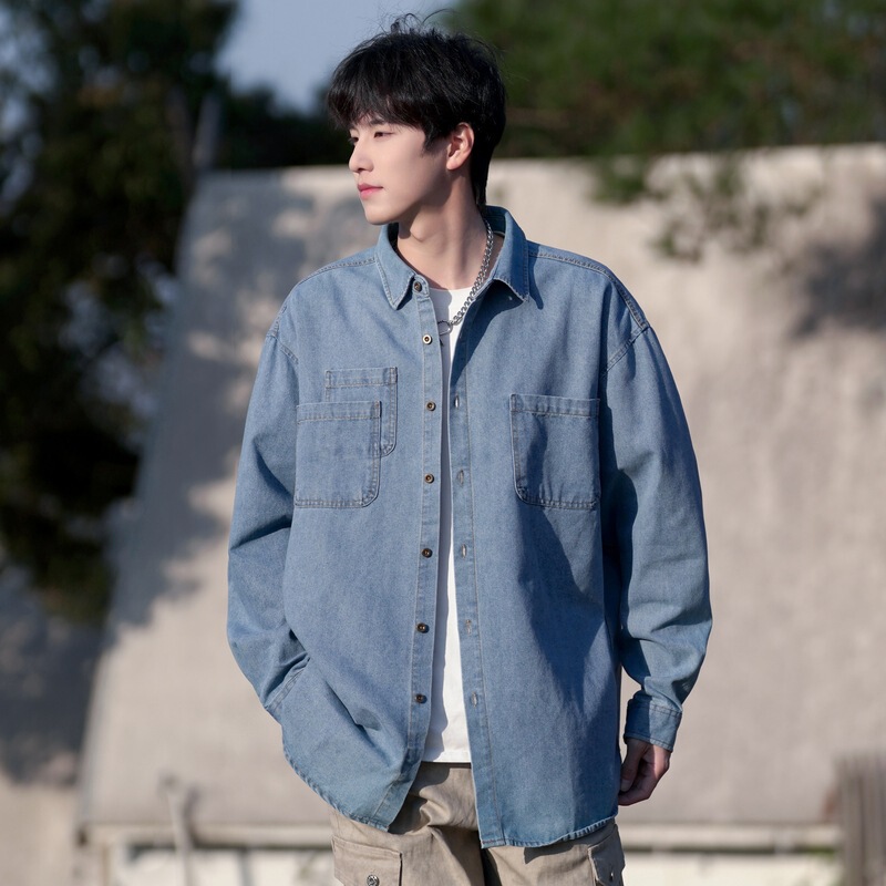 Really Nice Men's Denim Shirt Spring New Versatile Loose Trendy Stylish Japanese Retro Shirt Jacket Really Nice Men's Denim Shirt Spring New Versatile Loose Trendy Stylish Japanese Retro Shirt Jacket