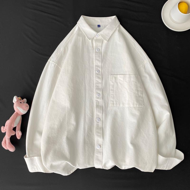 シャツメンズ秋冬韓国版万能カラールーズインナー長袖シャツイントレンドカレッジスタイル大きいサイズジャケット