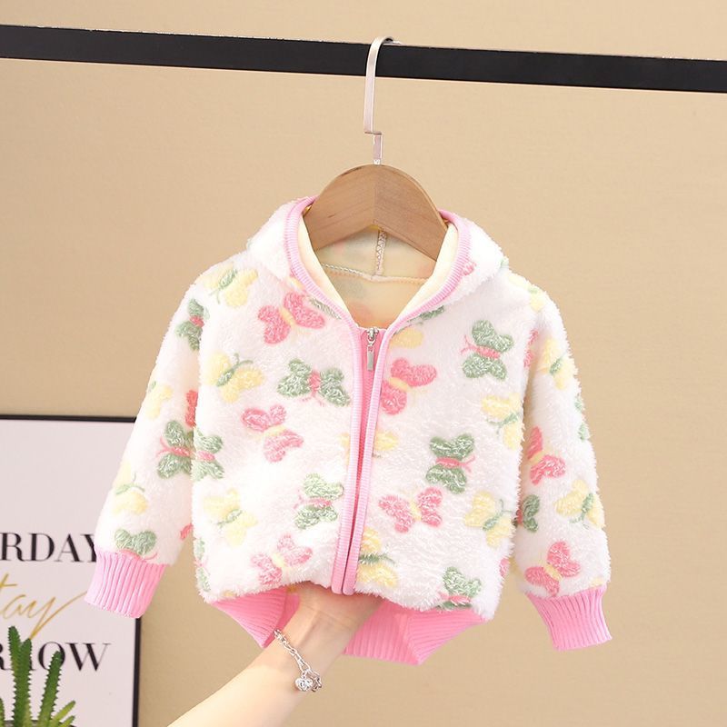 26 hooded flannel white butterfly