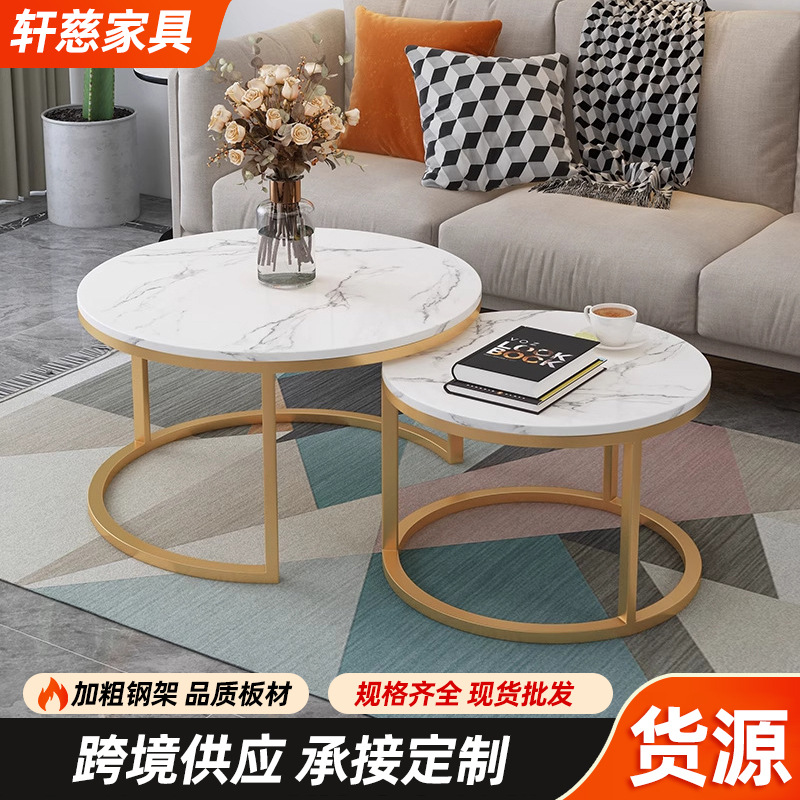 Mesa de té de mármol simple moderna de roca mesa de té de estilo europeo pequeño sofá de sala de estar red doméstica mesa de té negra