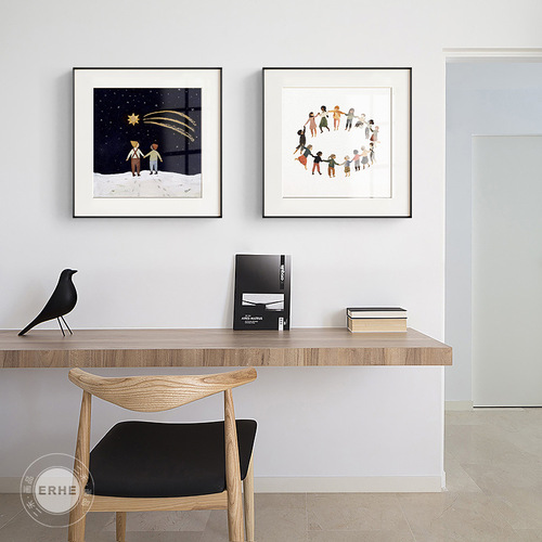 Warm Nordic Artistic Bedroom Living Room Wall Decor Children's Room Fresh Illustration Art Restaurant Cardboard Hanging Painting 