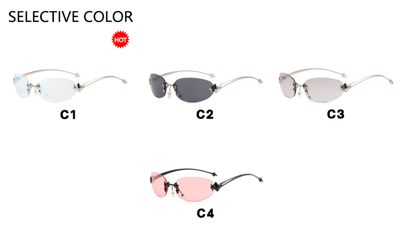 Geometric Pattern Vacation Beach Geometric Ac UV400 Protection Oval Frame Frameless Women's Sunglasses