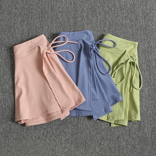 Women's Summer Exercise Skirt, Hip Covering, Anti-Flash Yoga Pants, Cover Dress, Running Training, Quick Dry Casual (Straight Crepe)