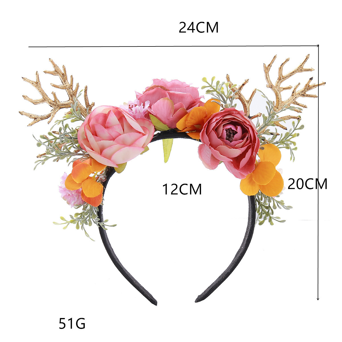 Diadema de cuerno de alce de rama dorada de Halloween europea transfronteriza Diadema de coral de simulación Diadema para el cabello tocado al por mayor