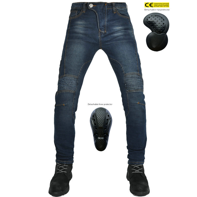 Cruz-Frontera al por mayor motocicleta pantalones vaqueros de los hombres y las mujeres retro SLIM-Fit anti-caída pantalones estiramiento cross-country pantalones de la motocicleta