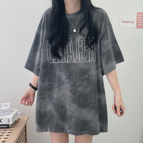 Korean style short-sleeved t-shirt women's  new summer design body-hugging half-sleeved mid-length top ins trend