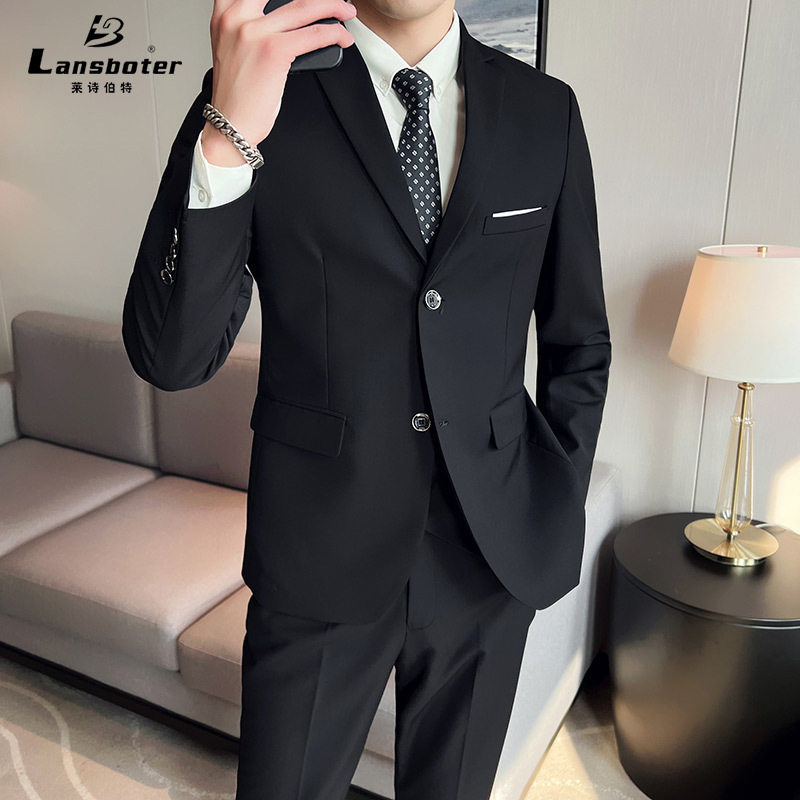 Bộ vest nam ba món ôm dáng, áo vest công sở cho nhân viên văn phòng và chú rể — Burgundy (áo đơn hai nút), Burgundy (áo đơn một nút), Màu xanh (áo đơn hai nút), Màu xanh (áo đơn một nút)