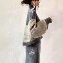 日本代购GRL女装2024秋季新款温柔宽松高领针织衫长款半身裙套装