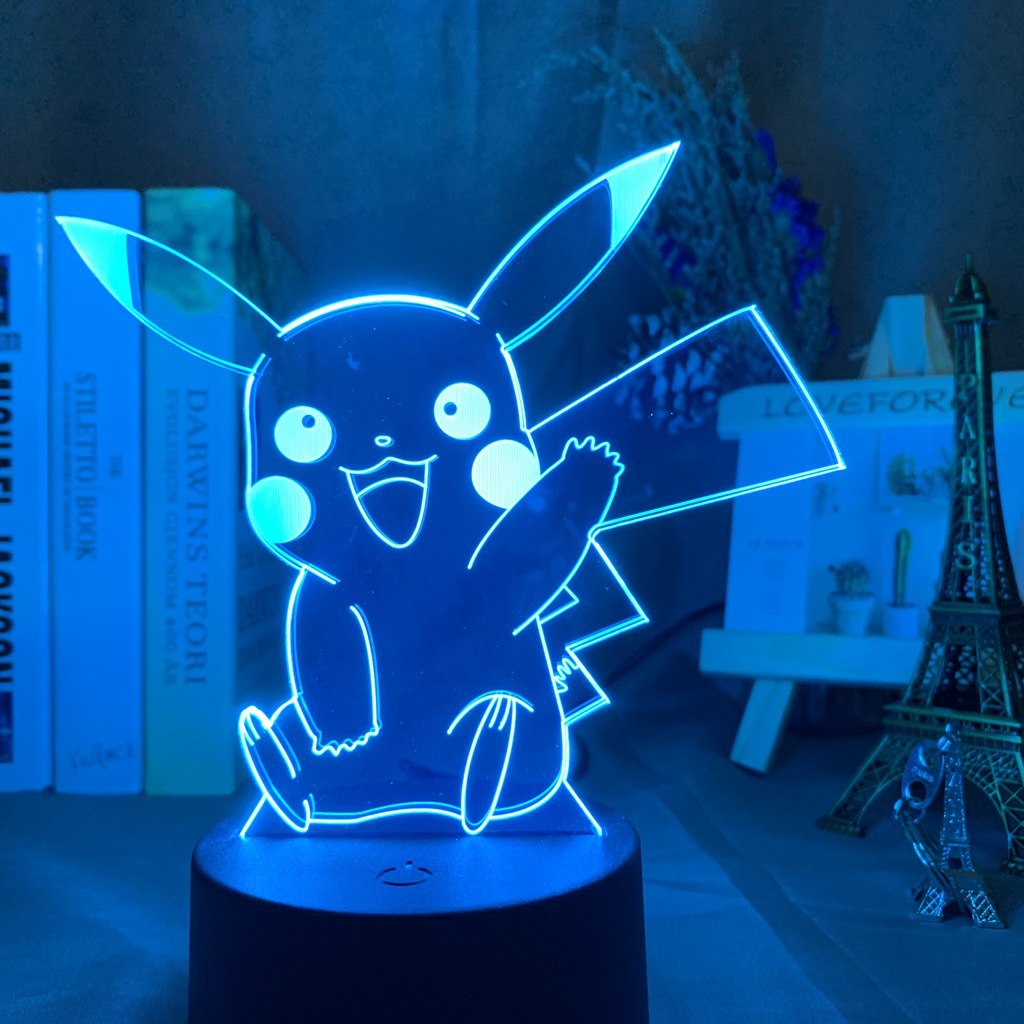 Baokemeng Pikachu 3D luz de la noche LED producto creativo mascota elfo regalo lámpara Mesa mágica bebé