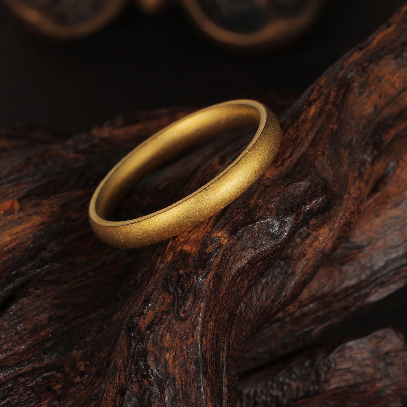Real Gold Plated Plating Material Real Gold Plated Solid Color Titanium Steel Simple Style Waterproof Non Tarnish Rings