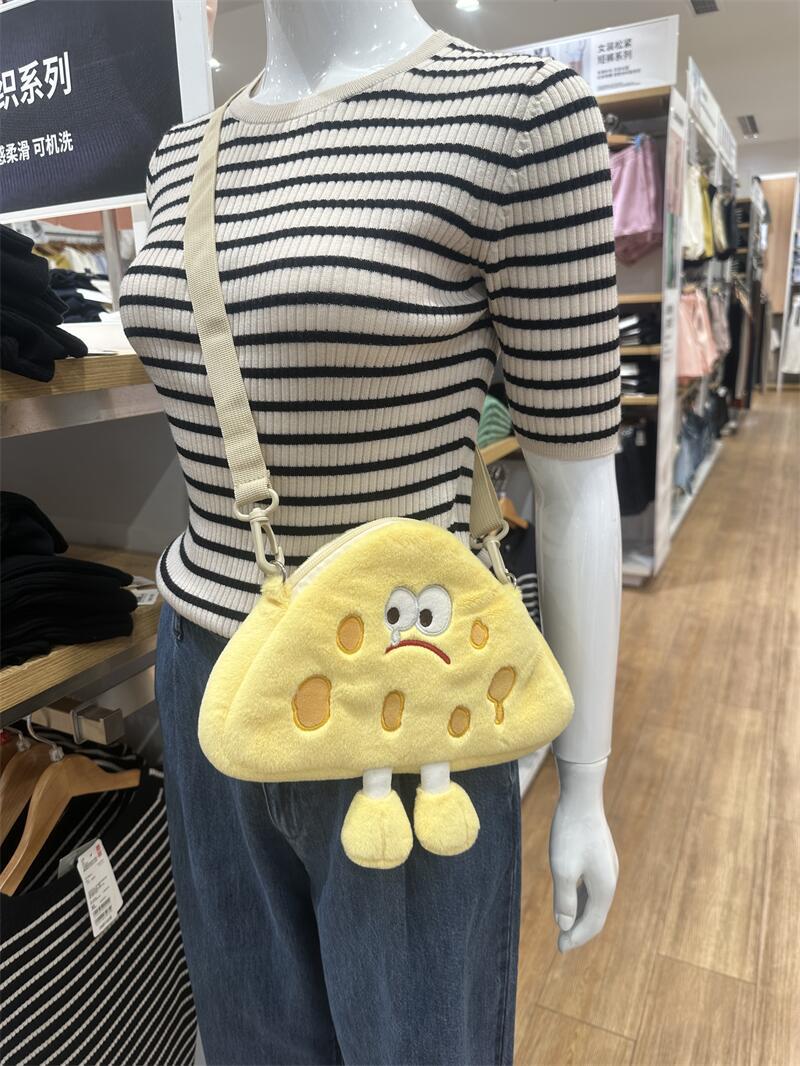대형 치즈 휴대폰 카메라 가방 노란색