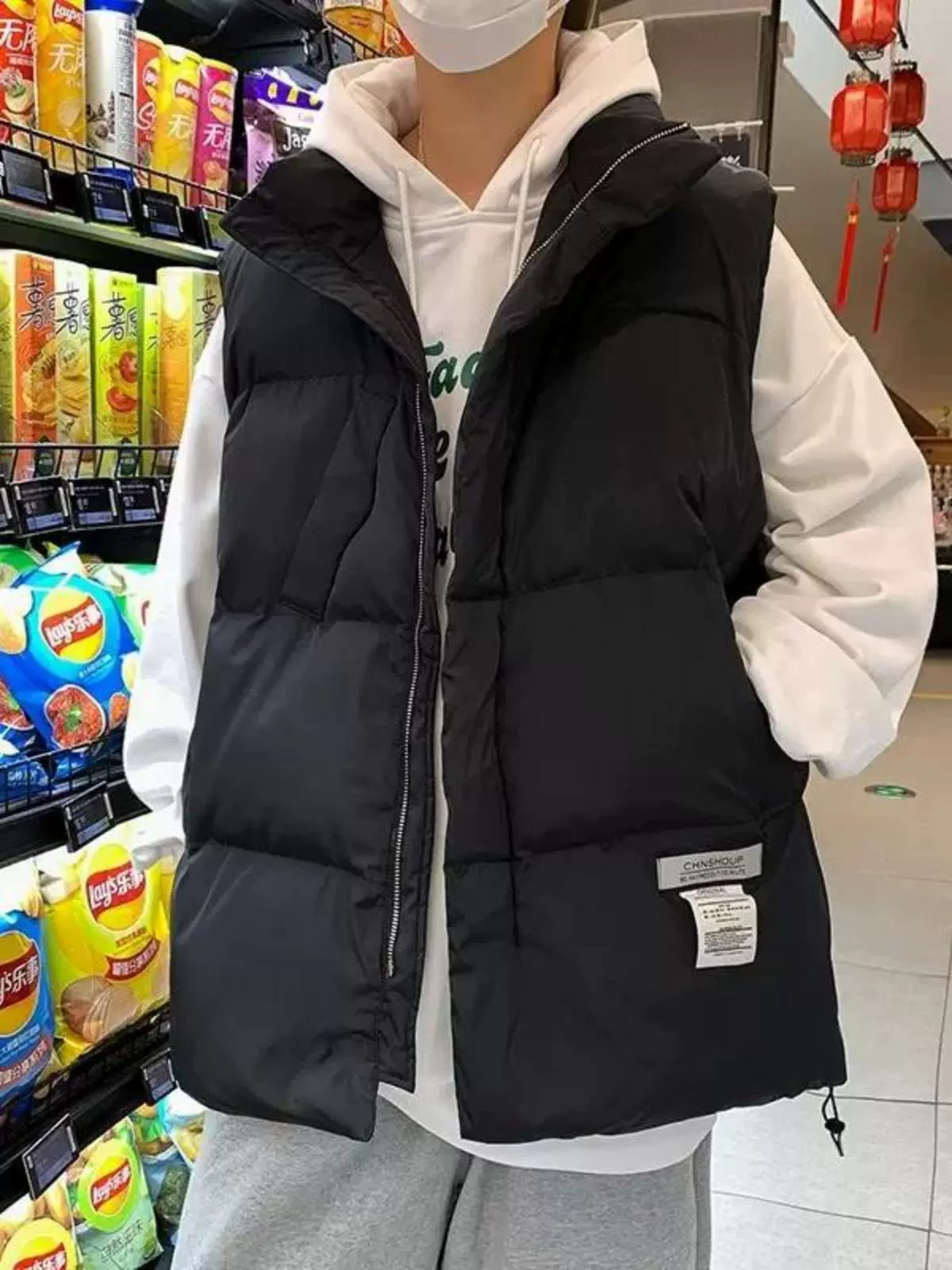 Demi-season brand vest, jacket for leisure, oversize, increased thickness