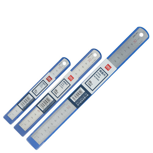 得力8461/8462/8463钢直尺不锈钢尺子15cm20cm30cm绘图测量尺直尺