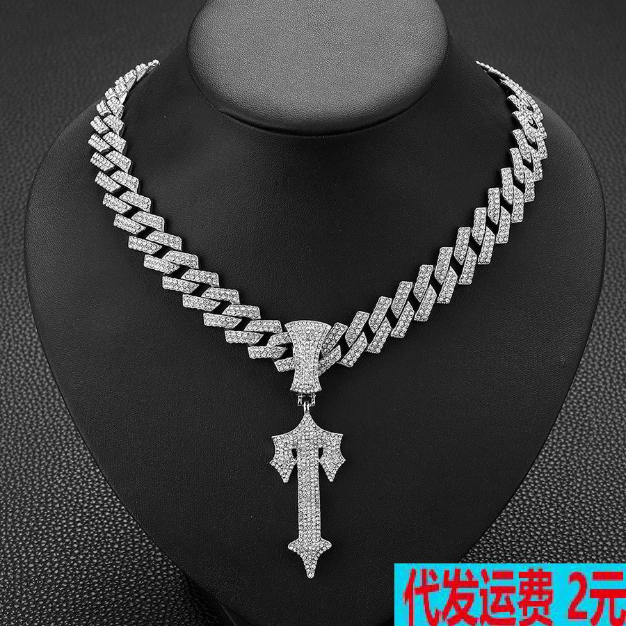 Трансграничный полный бриллиант меч сплава кулон хип-хоп кубинский цепной кулон модный дизайн ожерелье мужская ключица хип-хоп