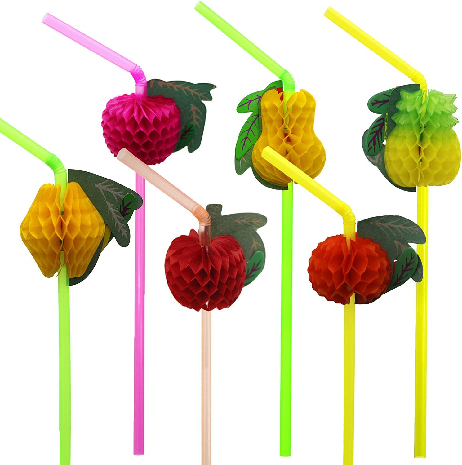 Desechable Hawaiano pequeño paraguas paja Flamingo piña cóctel paja jugo beber paja artesanía