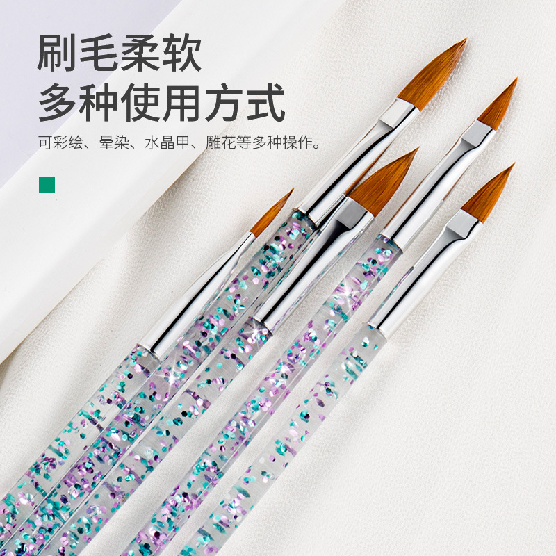 美甲笔5支装水晶笔透明杆雕花彩绘美甲笔套装水晶甲延长美甲工具