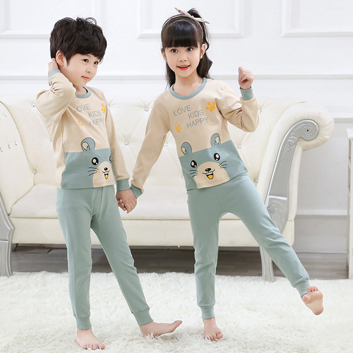 Children's autumn clothes and long pants set pure cotton medium and large children's cotton boys' thermal underwear boys' clothing girls' pajamas