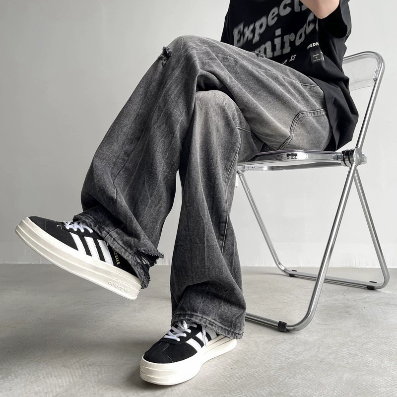 Джинсы летние Tide, fashionable брюки американский стиль, свободный прямой крой