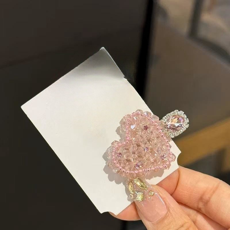ブルー気質クリスタルパールヘアピン韓国風前髪クリップカモノハシクリップファッショナブルなハイエンドヘアピン女性のサイドヘッドウェア|undefined
