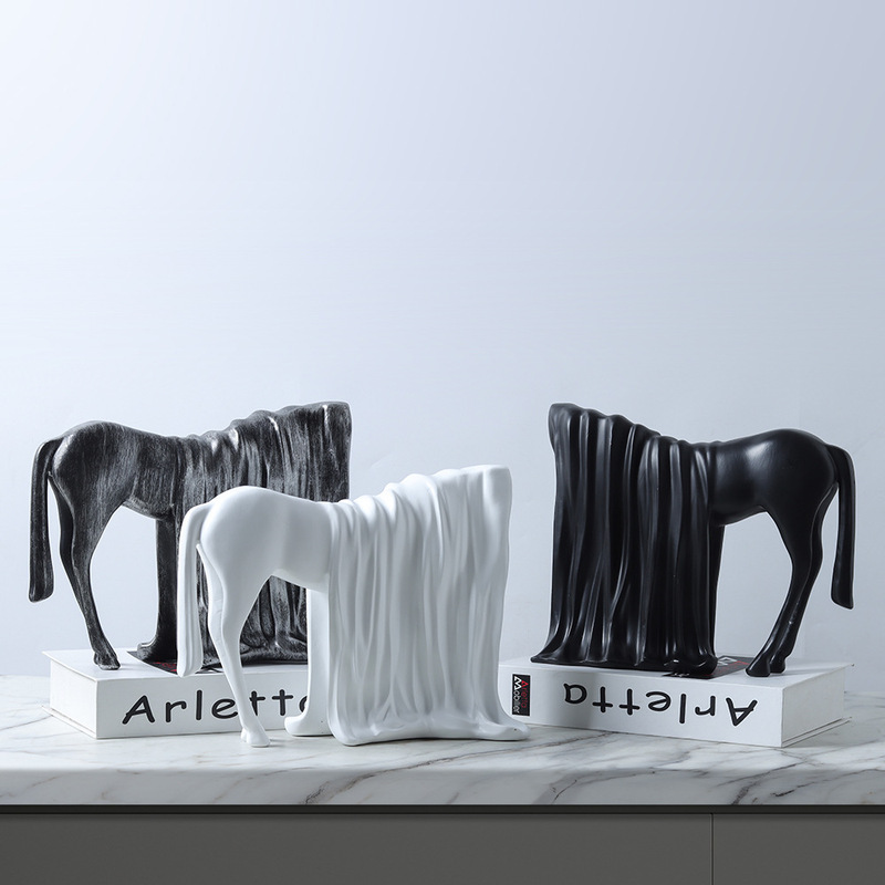 Modern Minimalist Light Luxury Resin Headless Horse Cloth Horse Animal Horse Abstract Horse Ornaments Home Model Room Decorations