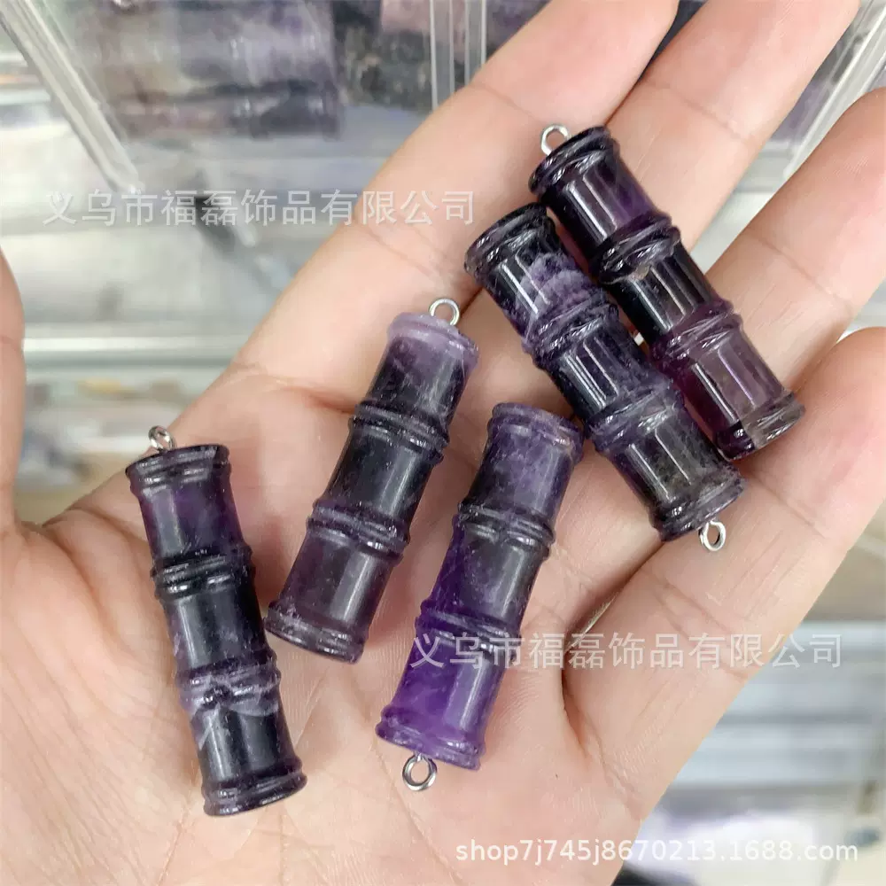 竹节吊坠天然水晶玛瑙半宝石节节高吊坠DIY饰品项链配件跨境热销