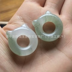 厂家批发天然天山翠小猫猫平安圈小狗骨头葫芦云锁无事牌吊坠项链