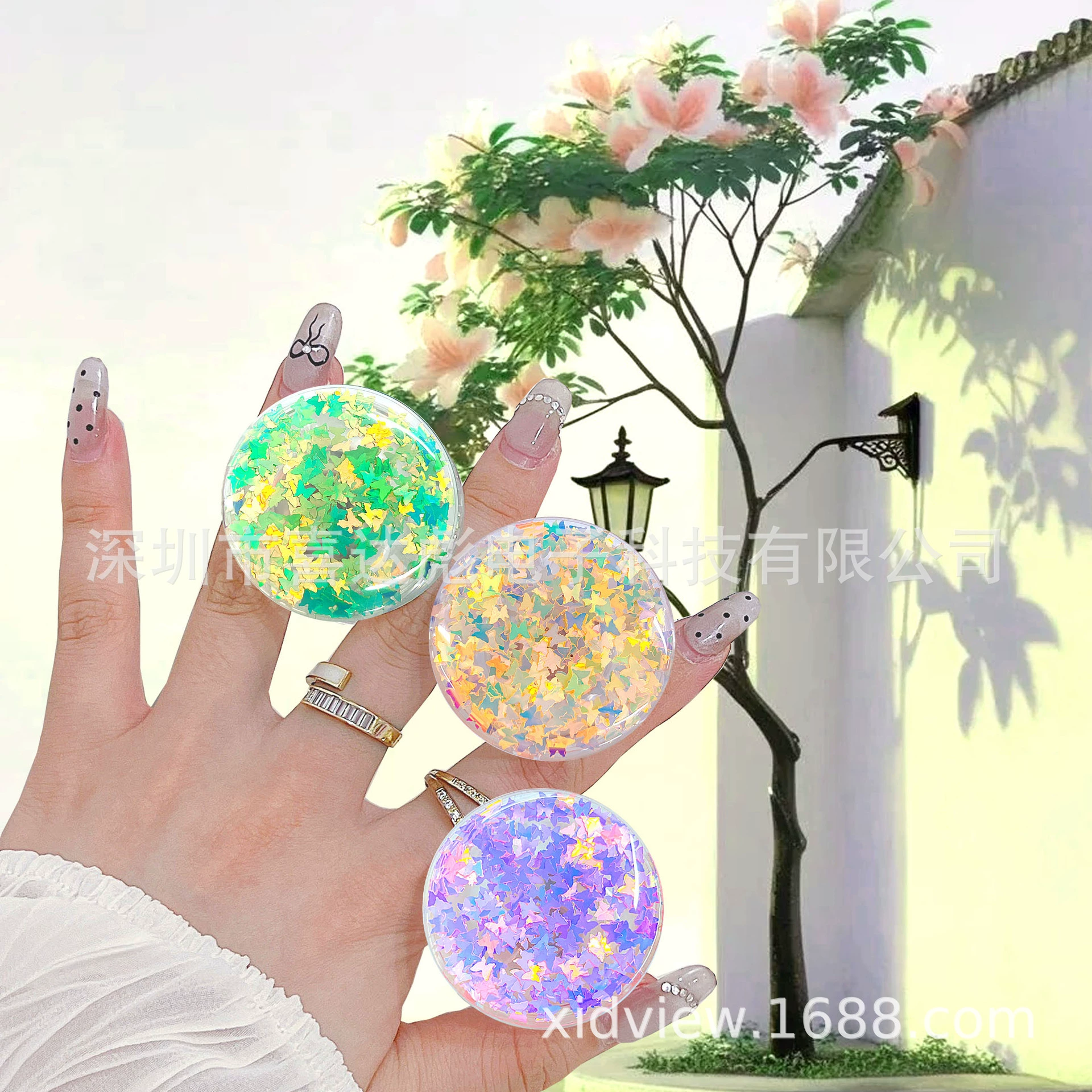 Трансграничный 2024 лазерная бабочка капает клей мобильный телефон спина наклейки телескопический держатель стола подходит для настольного планшета