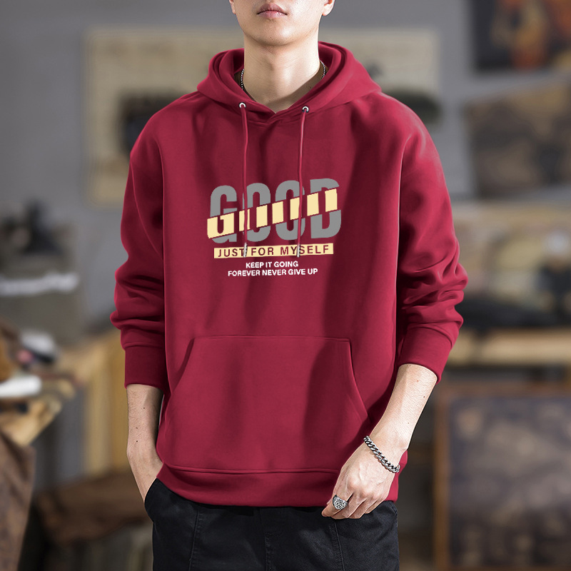 Peso pesado chaqueta con capuz para hombres primavera y otoño marca de moda de alta calle pesado abrigo holgado estudiantes estilo de Hong Kong suéter universal