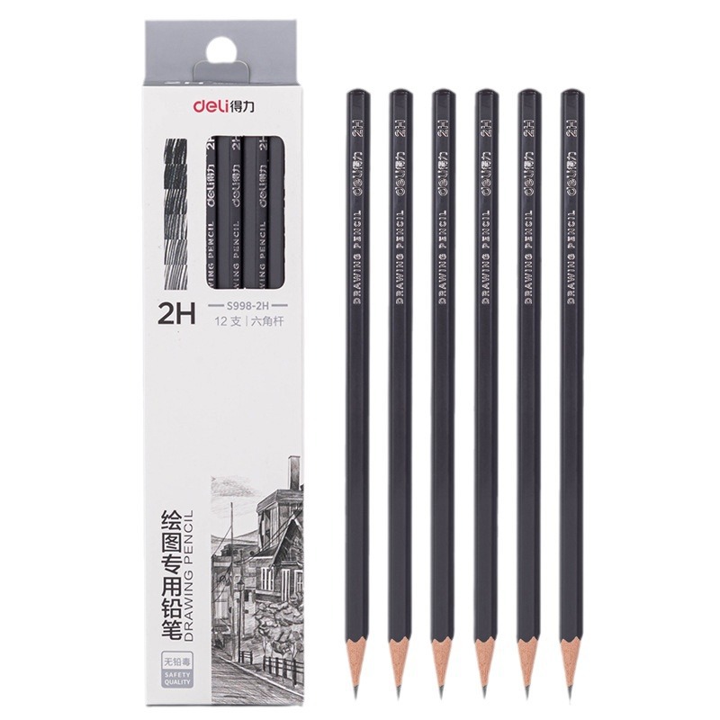 Deli bosquejo lápiz dibujo pluma de carbono principiante bosquejo de carbón lápiz suave dibujo arte profesional papelería pluma de carbón