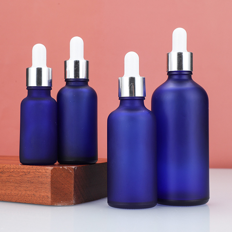 蓝色10ml小样分装瓶5ml 胶头滴管精油瓶带盖100ml大容量滴管瓶