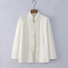 中国风唐装男款长袖衬衣中式复古男装青中老年衬衫茶服禅修居士服