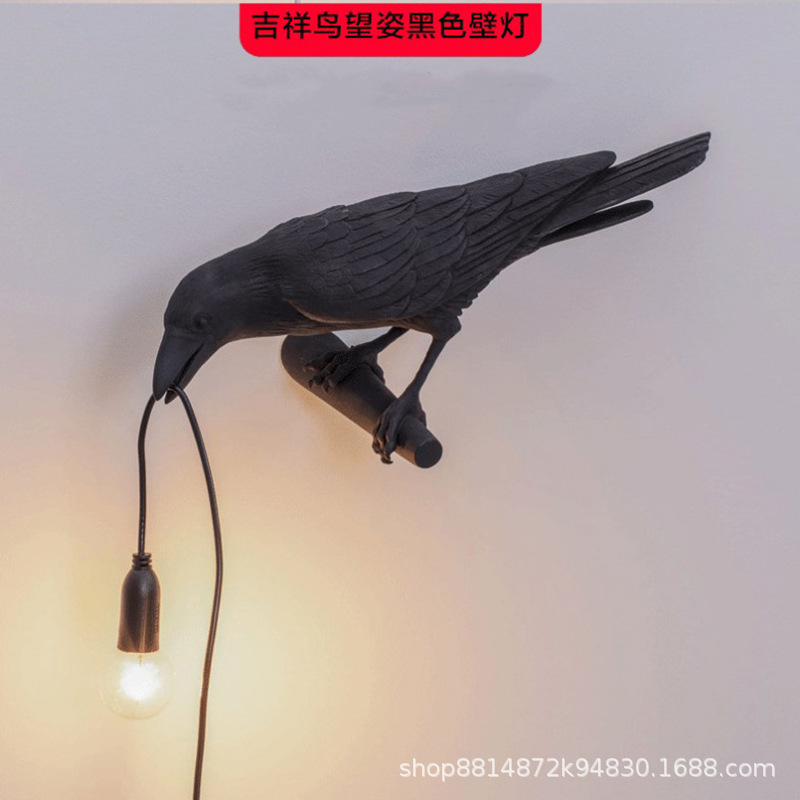 Transfronterizo auspicioso pájaro resina lámpara de pared Nordic simple creativa noche luz animal decoración pájaro lámpara de mesa