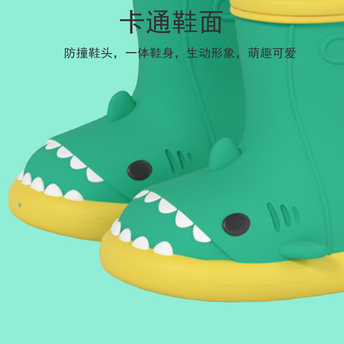 Cartoon Shark Children's Rain Boots for 2-5 Year Old Boys and Girls, PVC Soft Sole Non-Slip Rain Boots for Kids, Dual Color Waterproof Outdoor Shoes for Boys and Girls