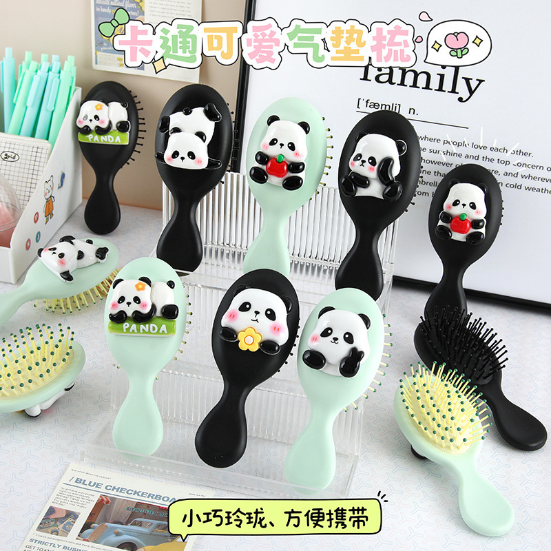 Cartoon Cute Panda Air Cushion Comb, Portable Mini Airbag Comb, Fashionable Hair Smoothing, Knot-Free Massage Comb Wholesale