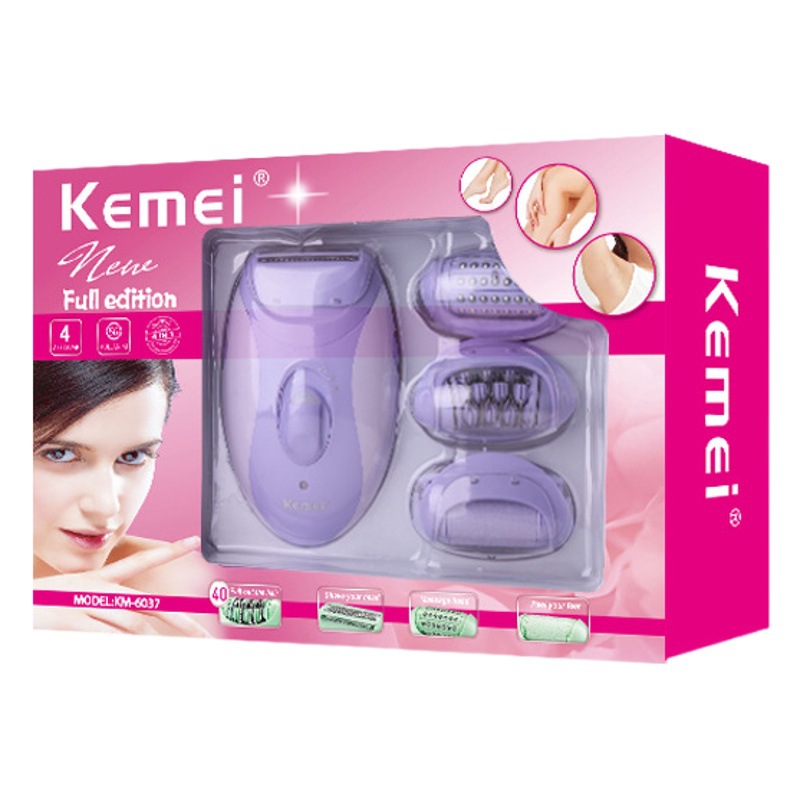 Kemei removedor de pelo KM-6037 cuidado de la mujer cuatro en un cuerpo entero afeitado pie rectificado traje USB Shaver