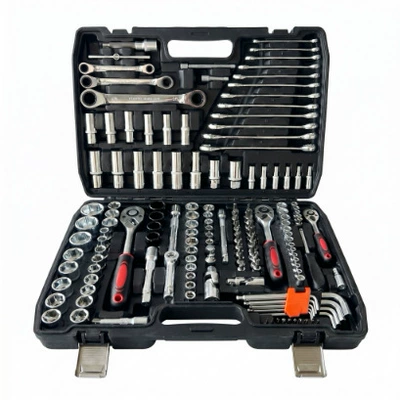 Ratchet Wrench Socket Combination Set, Mühərrik tənzimləmə alətləri - 151pc-black-red-galvanized