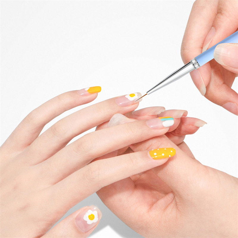 Transfronterizo nuevo 15 piezas gradiente varilla cepillo de uñas traje dibujo pluma floreciente serrado pluma de cristal al por mayor