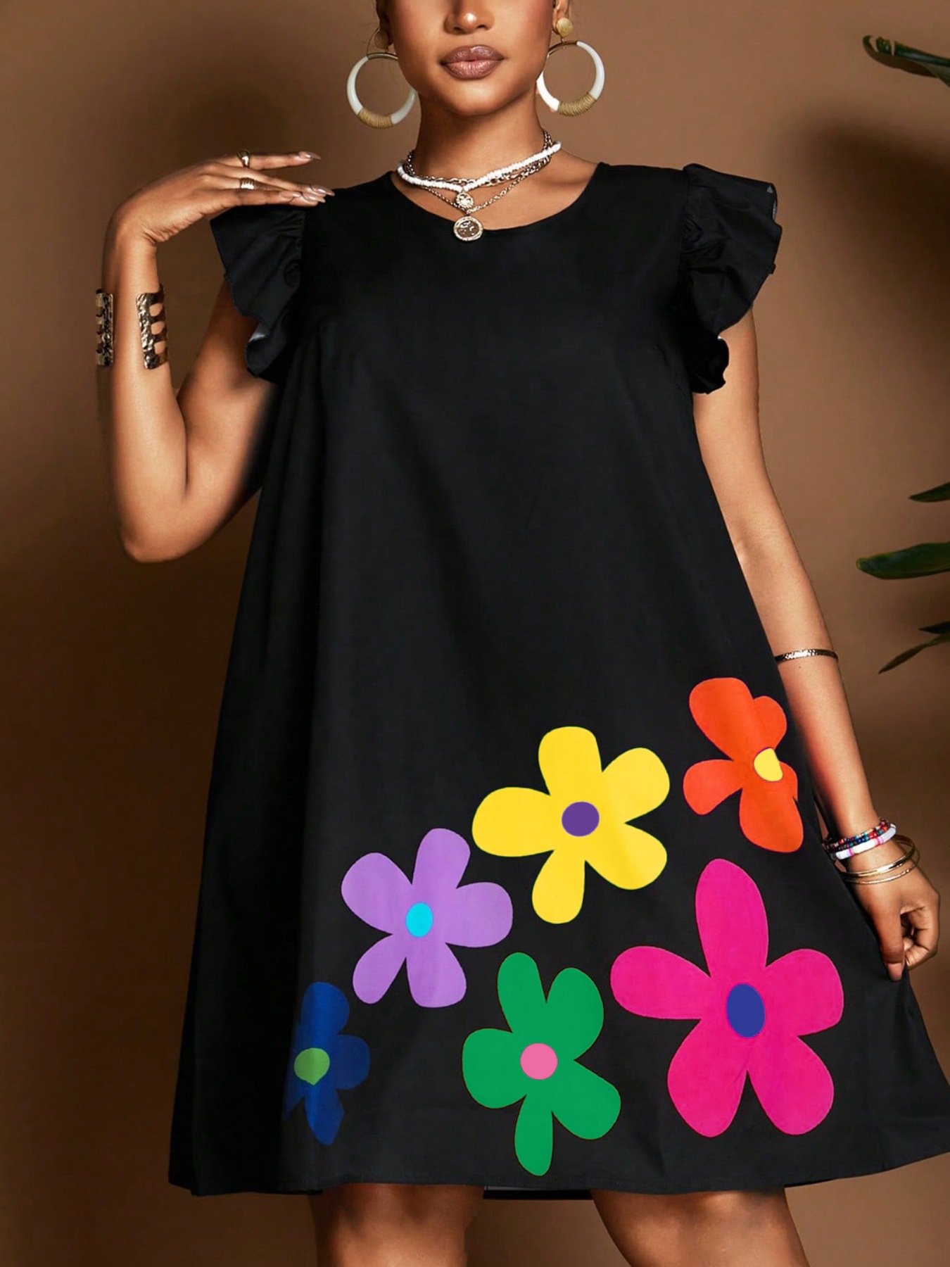 2025 ropa de mujer transfronteriza nuevo verano cuello redondo manga abullonada estampado de flores elegante camisa de mujer chica caliente image 1