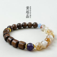 黄塔晶金丝檀木紫水晶天然玉石男女款手串高货精致原创批发手串