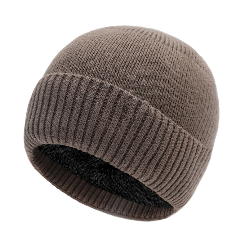 Otoño e invierno Nuevo sombrero de punto a rayas sombrero de lana cálido para hombres y mujeres forrado de lana engrosado sombrero de protección auditiva