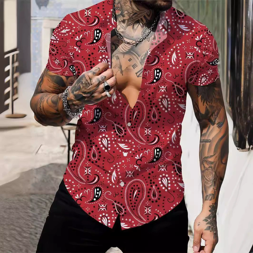 Мужская гавайская рубашка, 3D напечатанные модные рубашки с короткими рукавами на пуговицах, дышащий и удобный топ