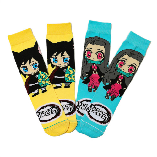 Men's cartoon mid-calf women's cotton socks manga socks long-tube anime cross-border trend wholesale men's socks Demon Slayer Demon Slayer socks