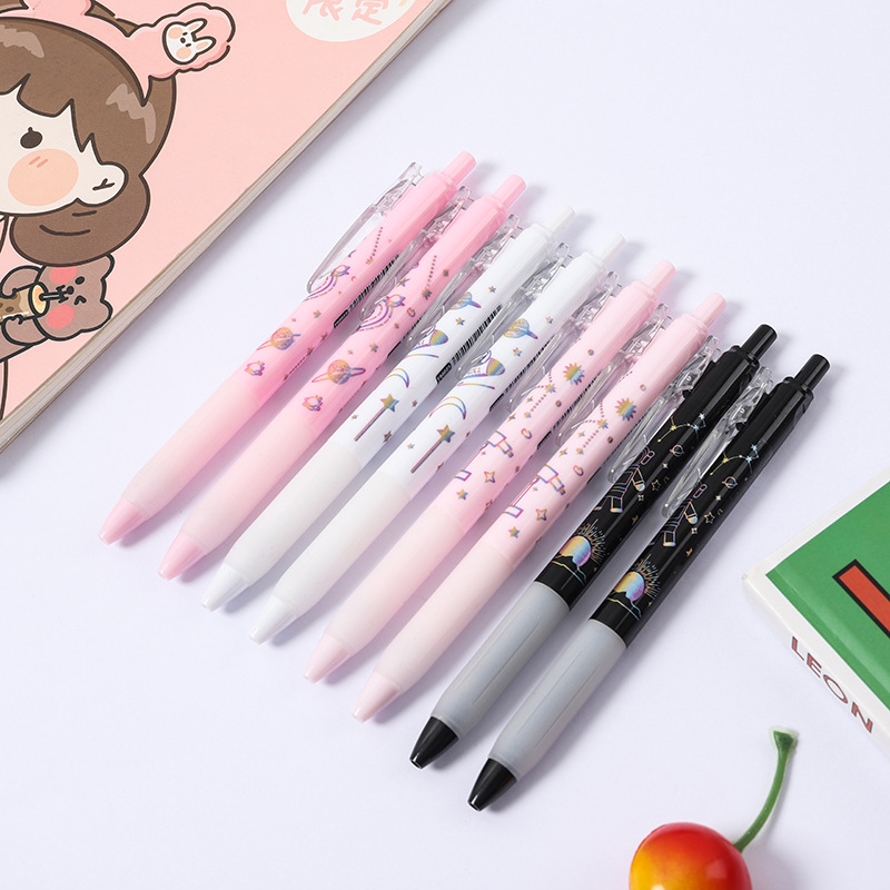 星空宇航员跳动子弹头黑色0.5mm 按动笔小清新中性笔学生办公文具