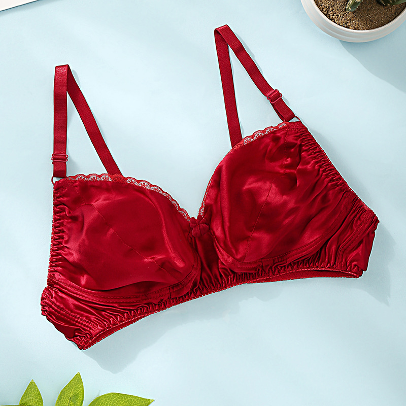 Silk Bra thin double-sided mulberry silk bra seamless underwear women's plus size breathable bra sponge-free wireless