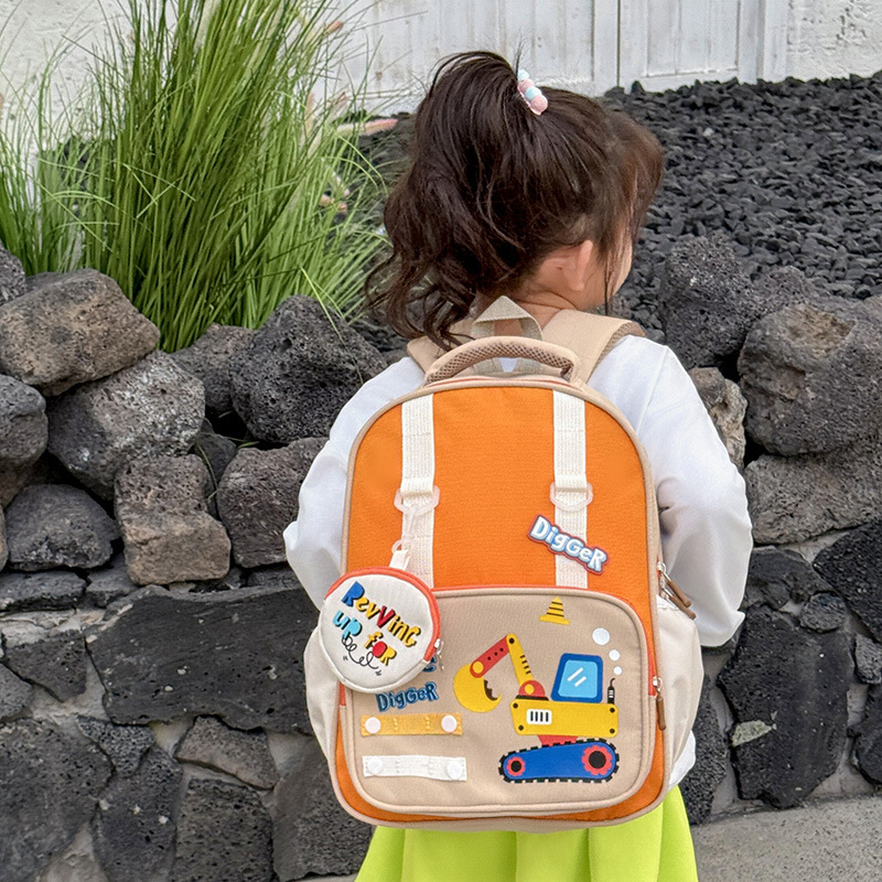 Kindergarten escuela primaria mochila escolar dibujos animados linda excavadora para niños y niñas mochila nueva mochila para niños de gran capacidad